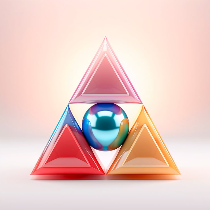 Foto gratuito renderización en 3d del triángulo de neón