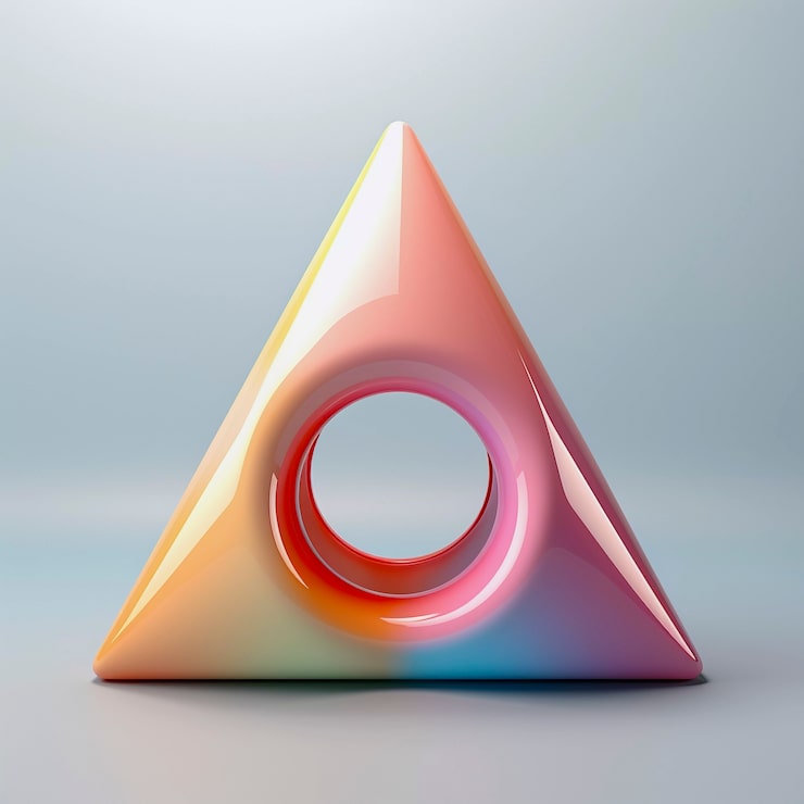 Foto gratuito renderización en 3d del triángulo de neón