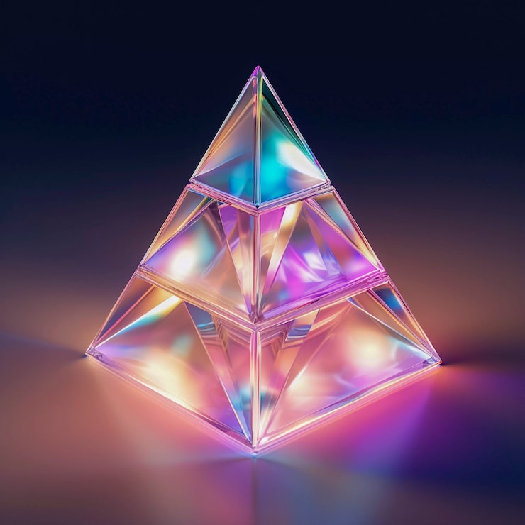 Foto gratuito renderización en 3d del triángulo de neón