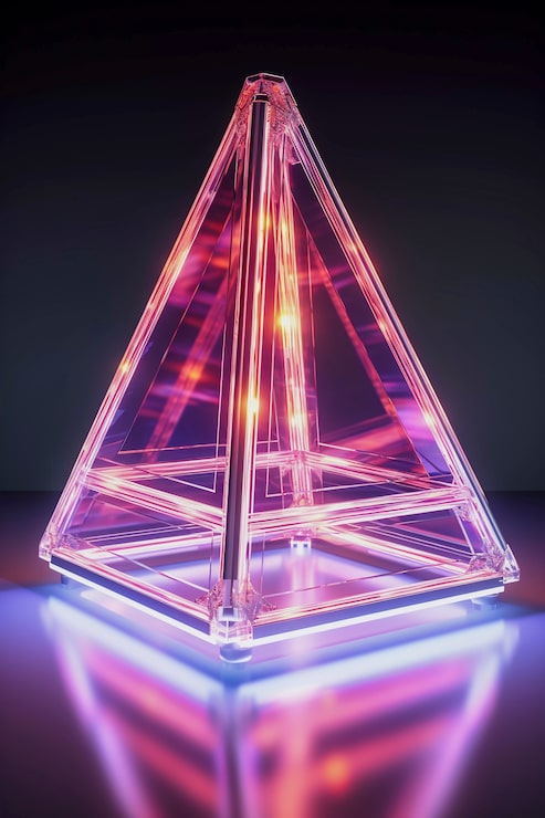 Foto gratuito renderización en 3d del triángulo de neón