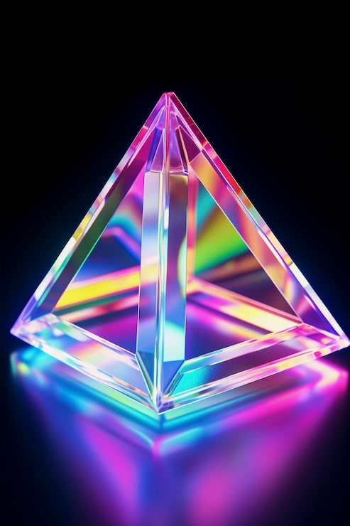 Foto gratuito renderización en 3d del triángulo de neón