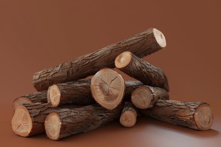Foto gratuito renderización en 3d de troncos de madera
