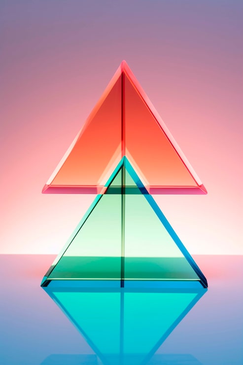 Foto gratuito renderizado en 3d de un triángulo transparente