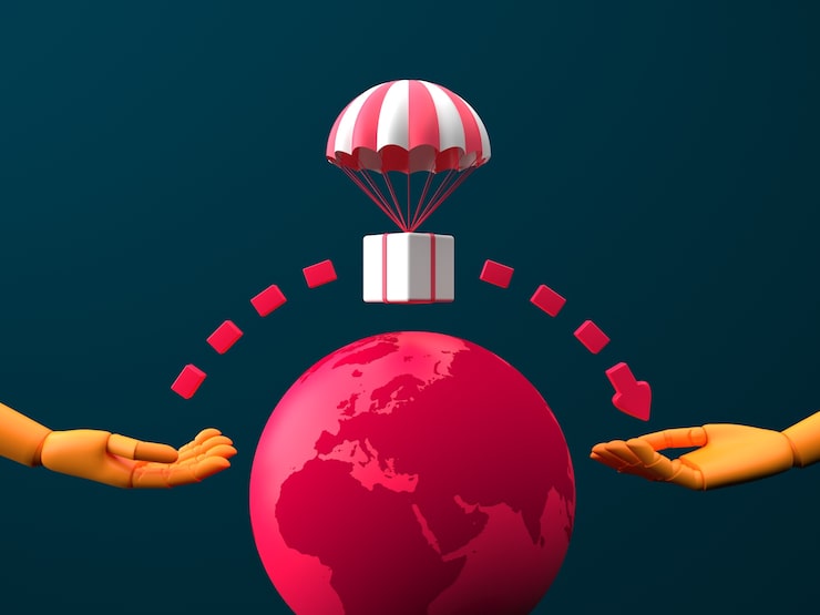 Foto gratuito representación 3d del concepto de distribución de criptomonedas