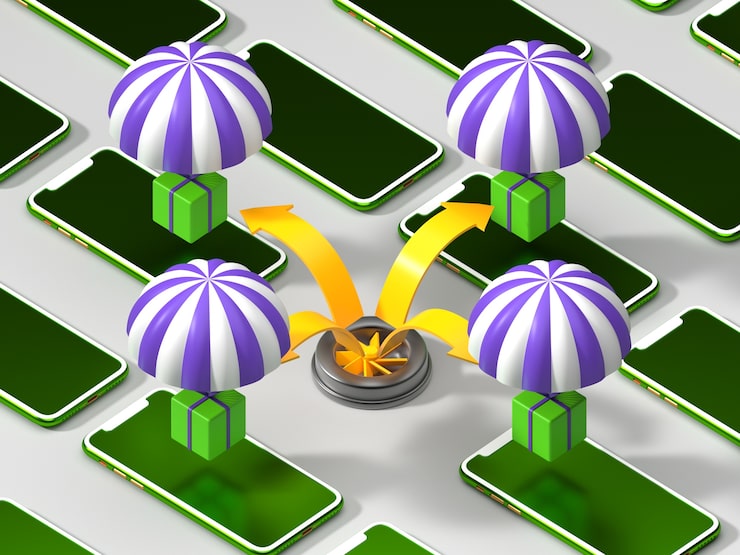 Foto gratuito representación 3d del concepto de distribución de criptomonedas
