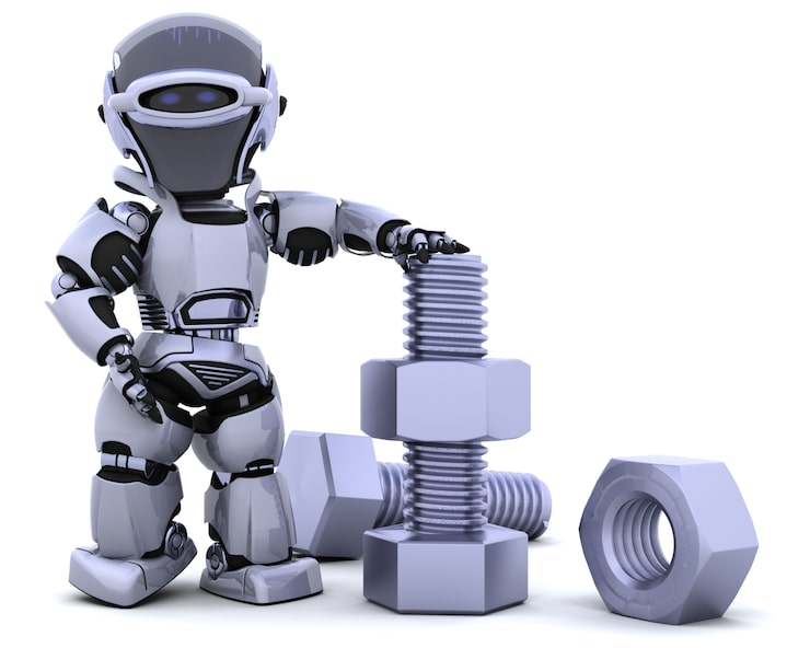 Photo Gratis robot dengan mur dan baut
