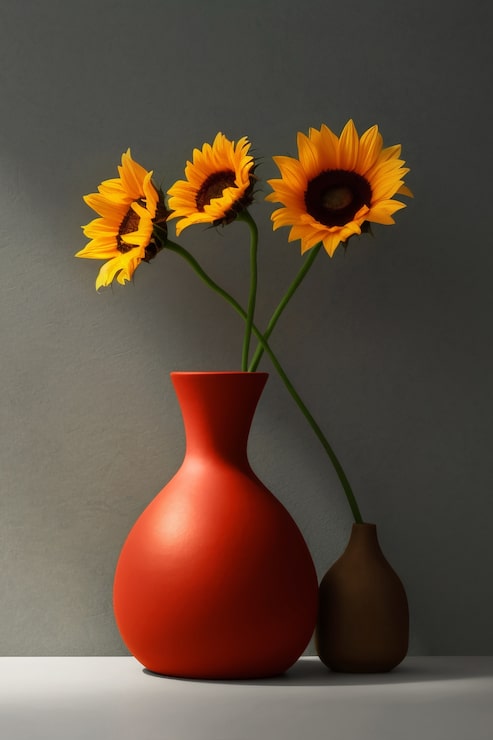 Photo Gratis still life buket bunga matahari