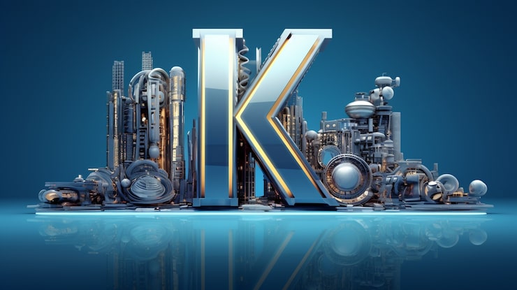 Photo Gratis tampilan huruf k 3d dengan kota futuristik