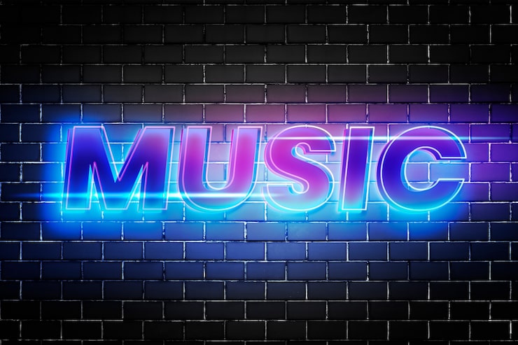 Photo Gratis teks musik dalam cahaya 3d
