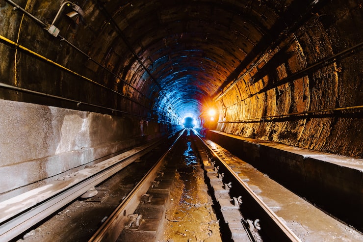 Foto gratuito túnel subterráneo y el ferrocarril en la ciudad de nueva york, estados unidos