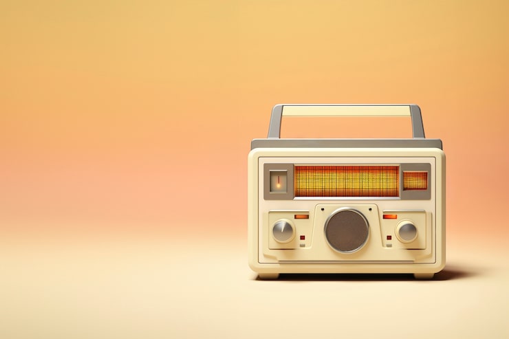 Foto gratuito vista de un dispositivo de radio antiguo en tonos de cáscara de nuez