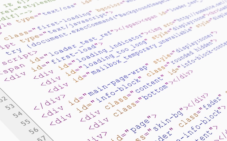 Foto gratuito vista del navegador del código html del sitio web impresa en papel blanco, vista de cerca.