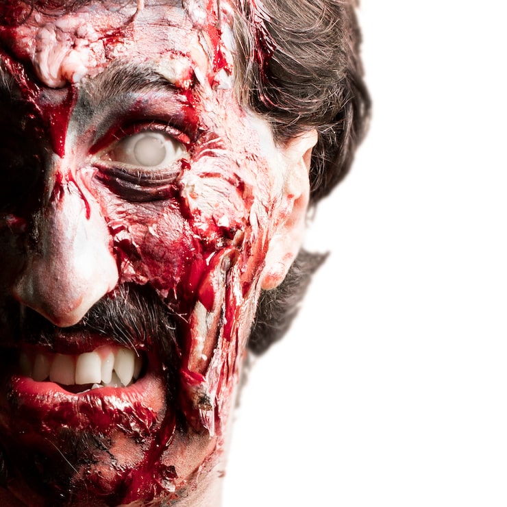 Foto gratuito zombi con un ojo blanco