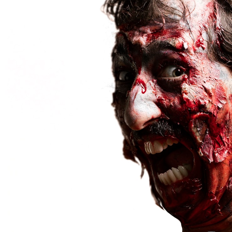 Foto gratuito zombie con la boca abierta