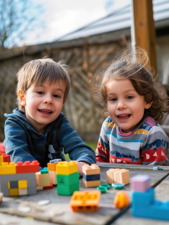 Foto gratuito bambini con autismo che giocano insieme
