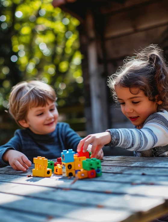 Foto gratuito bambini con autismo che giocano insieme