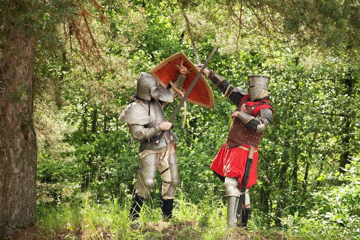 Foto gratuito cavalieri di combattimento