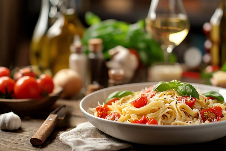 Foto gratuito cibi pre-preparati che presentano pasti deliziosi pronti da mangiare in movimento