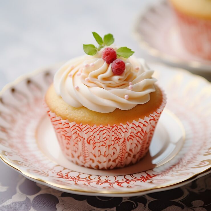 Foto gratuito delizioso cupcake con lamponi