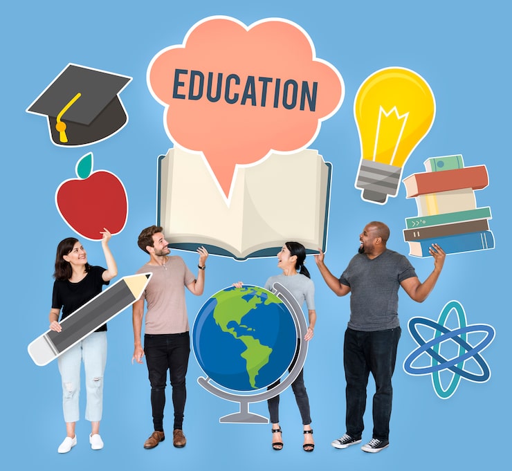 Foto gratuito diverse persone in possesso di icone educative