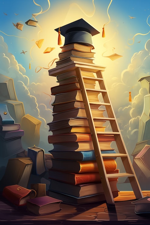 Foto gratuito giornata internazionale dell'istruzione in stile cartone animato con una pila di libri