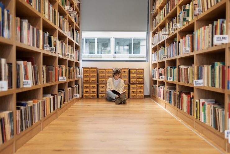 Foto gratuito giovani studenti che imparano in biblioteca
