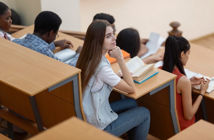 Foto gratuito gli studenti universitari in classe si chiudono