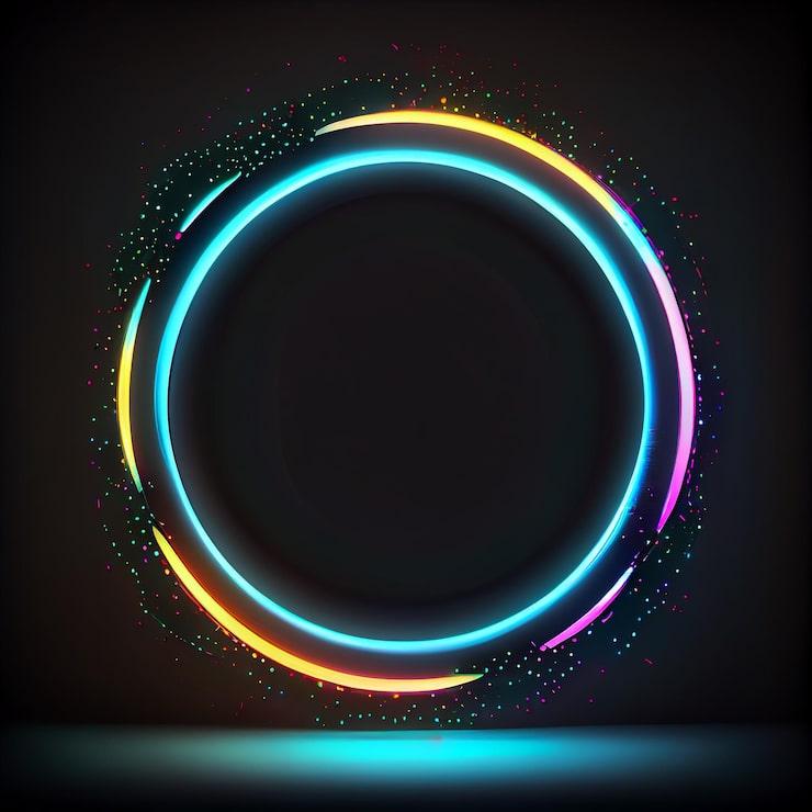 Foto gratuito i cerchi luminosi astratti illuminano le pareti scure del nightclub ia generativa