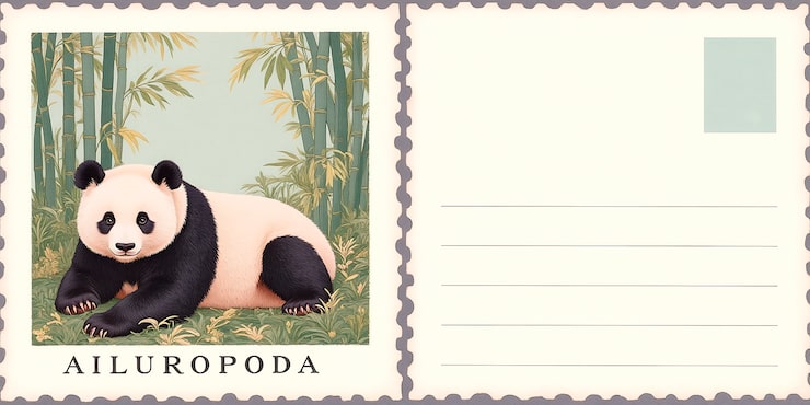 Foto gratuito orso panda gigante su una cartolina
