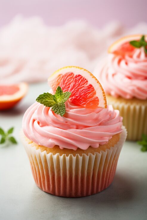 Foto gratuito primo piano sul cupcake al pompelmo