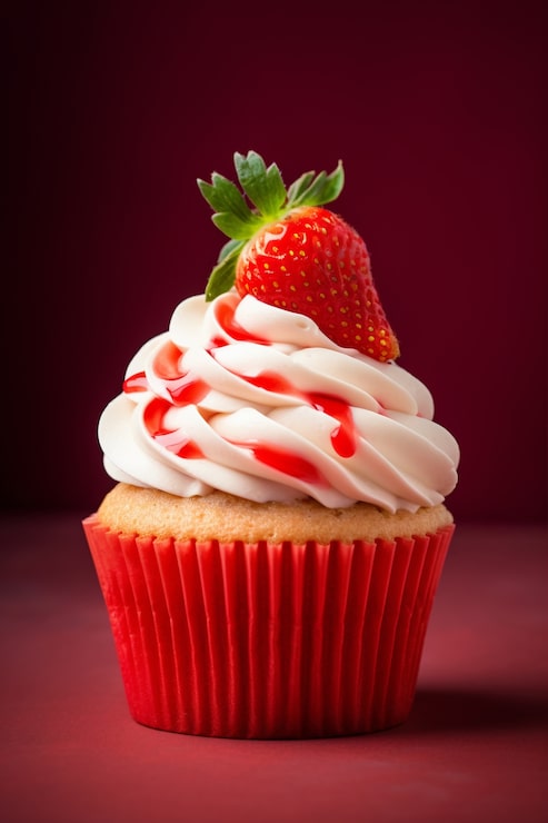 Foto gratuito primo piano sul cupcake alla fragola
