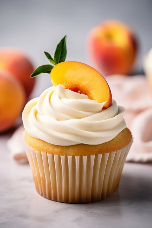 Foto gratuito primo piano sul cupcake alla pesca