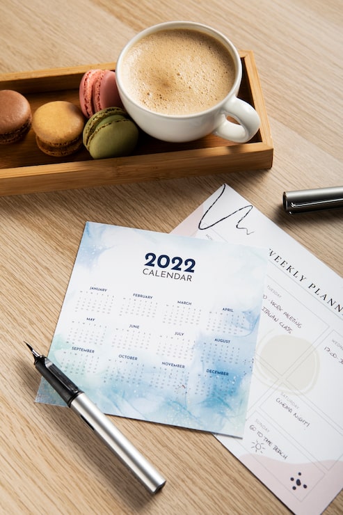 Foto gratuito primo piano sul design del calendario