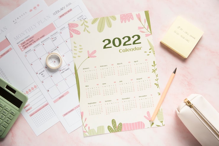 Foto gratuito primo piano sul design del calendario