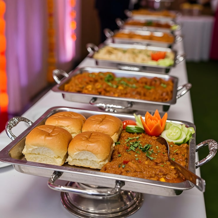 Foto gratuito ricco buffet di pav bhaji indiano fresco