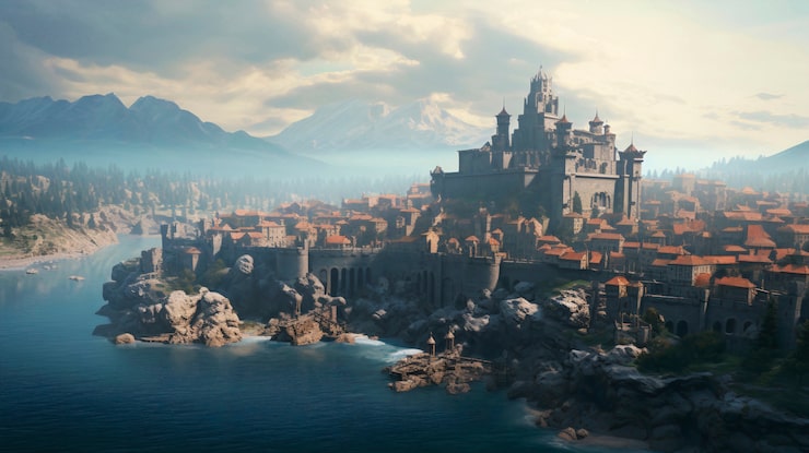 Foto gratuito scenario ispirato a un videogioco