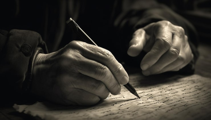 Foto gratuito scrittura a mano su carta penna e inchiostro utilizzato generato da ai