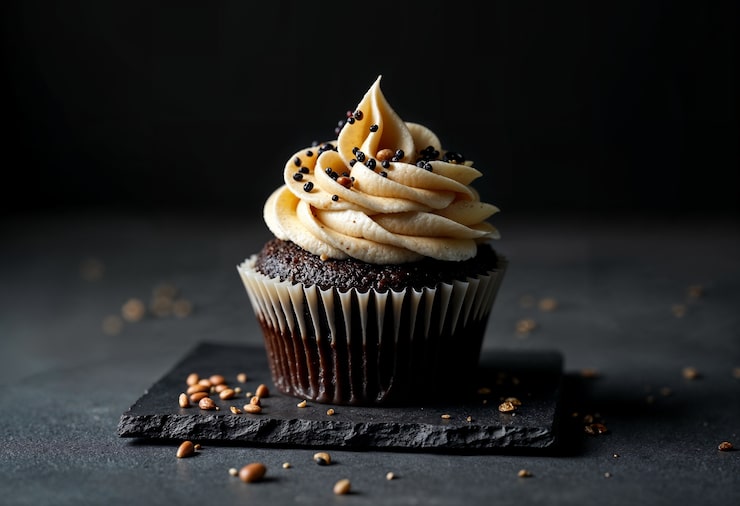 Foto gratuito un delizioso cupcake con la glassa.