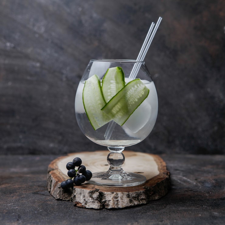 Foto gratuito vista laterale cocktail in un bicchiere grande