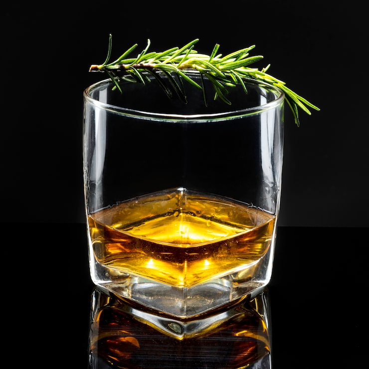 Foto gratuito whisky vecchio stile al rosmarino