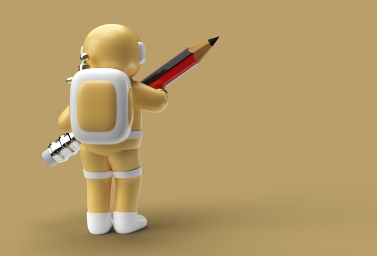 Photo astronot dengan alat pena pensil jalur kliping dibuat termasuk dalam jpeg mudah dikomposisikan