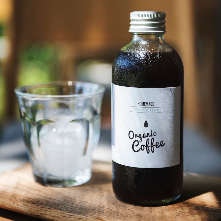 Photo botol kaca minuman kopi
