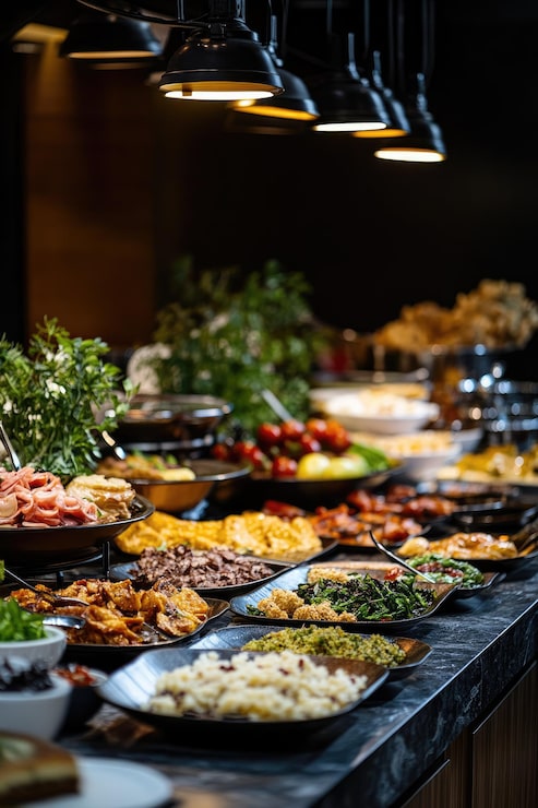 Foto buffet food in un hotel di lusso catering kitchen concept con varietà in mostra
