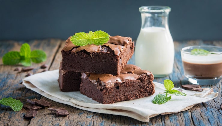 Foto deliziosa torta al cioccolato brownie dolce e cibo gustoso al latte