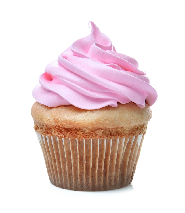 Foto delizioso cupcake su sfondo bianco