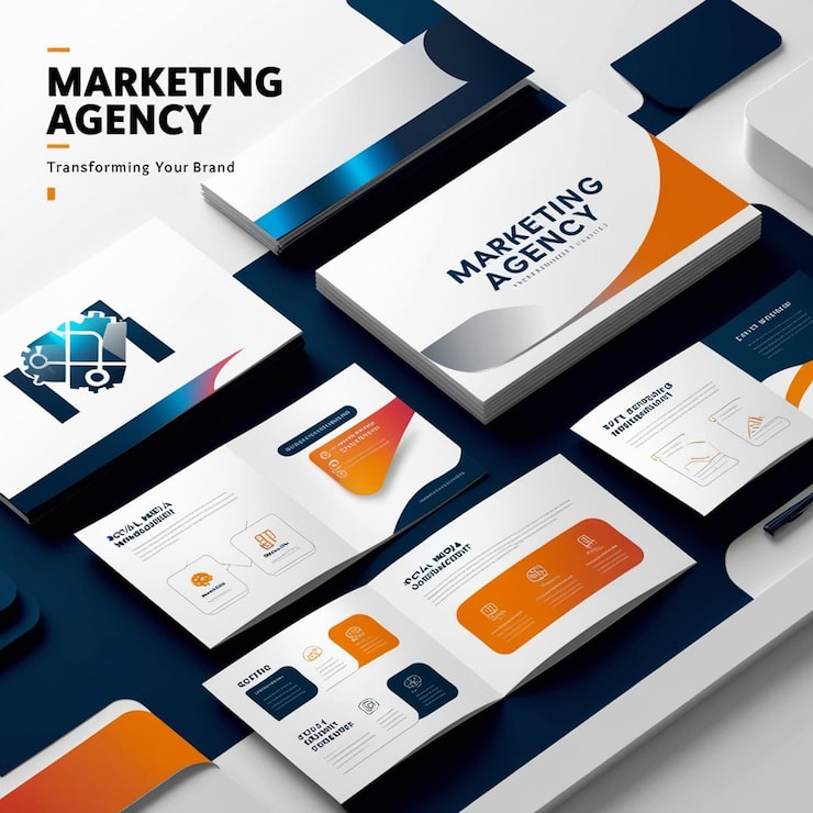Photo desain brosur flyer agensi pemasaran