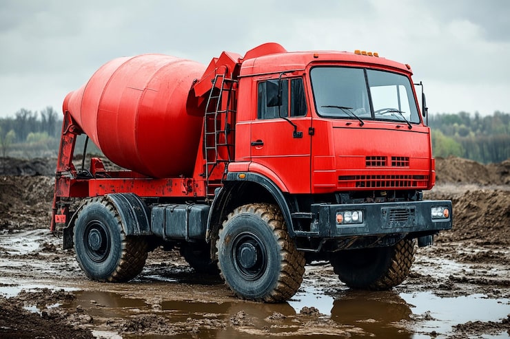 Photo foto truk molen beton bekerja