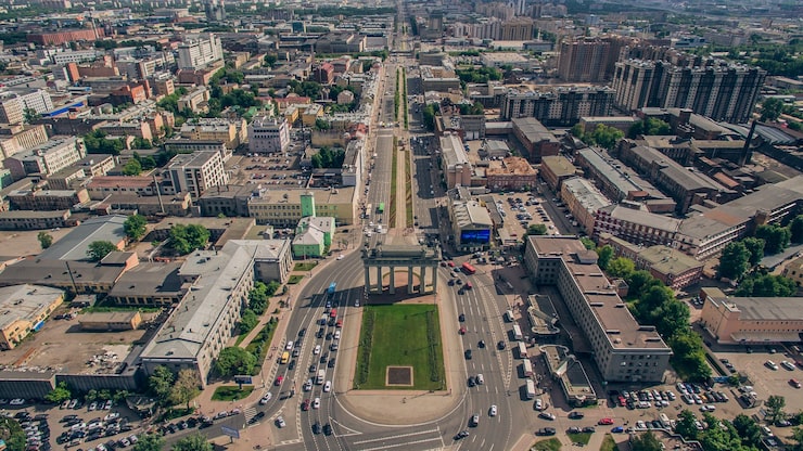 Photo gerbang kemenangan moskow di saint-petersburg