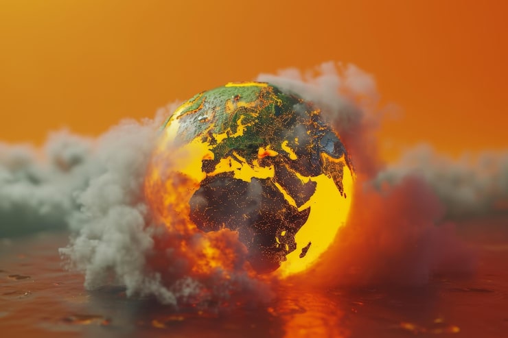 Photo globe yang dibakar oleh api