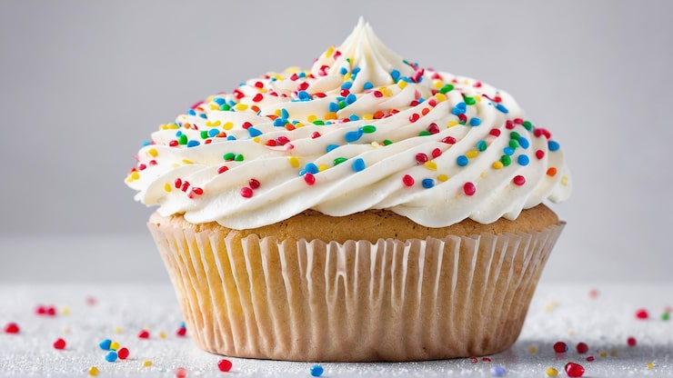 Foto gustosi cupcakes su un tavolo di legno bianco
